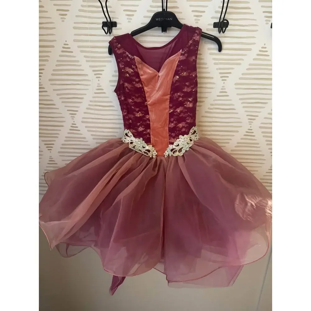 Weissman Looking Back Childrens Large 12-14 Tulle Skirt Dance Costume